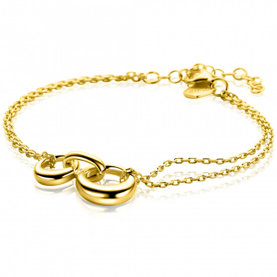 ZINZI gold plated silver multi-look bracelet with three interconnected organic shapes 17-20cm ZIA2671