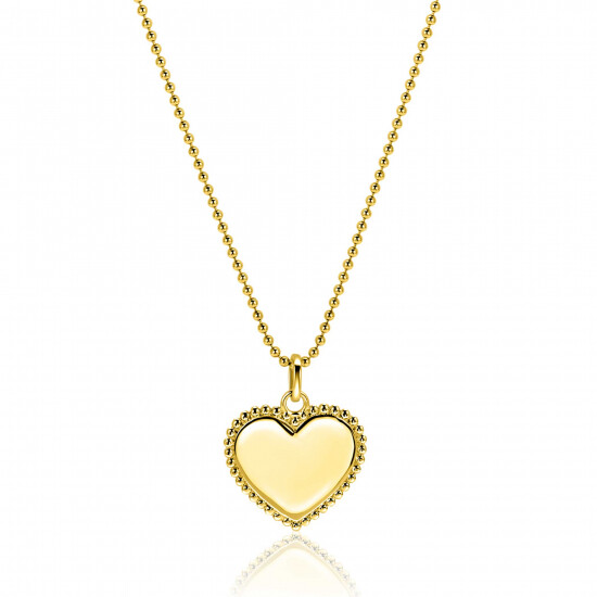 21mm ZINZI gold plated silver heart pendant with pearl rim for engraving ZIH2653G (without chain)