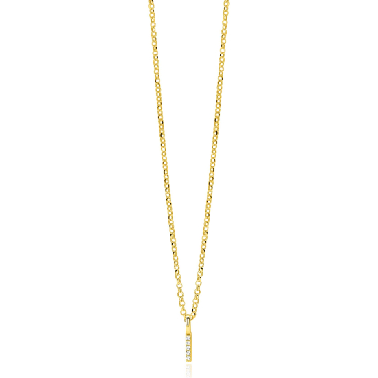 ZINZI zlv. hanger gg.verg.letter I bezet met zirconia's