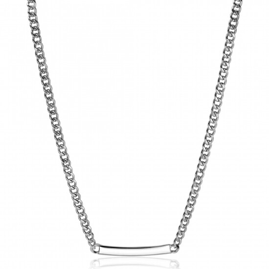 ZINZI Sterling Silver Curb Chain Necklace with Bar width 4mm 40-45cm ZIC2271