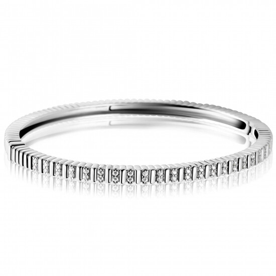 ZINZI silver bangle bracelet 4mm wide, set with white cubic zirconias, 60mm ZIA2686