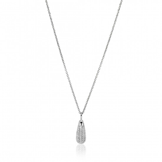 23mm ZINZI silver drop pendant set with white cubic zirconias ZIH2669 (without chain)