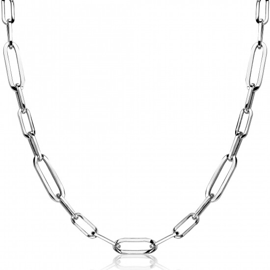 ZINZI Sterling Silver Necklace Oval ''Closed Forever'' Chains width 6mm 45cm ZIC1990