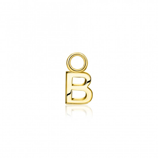 ZINZI Gold Plated Letter Earrings Pendant B price per piece ZICH2145B (excl. hoop earrings)