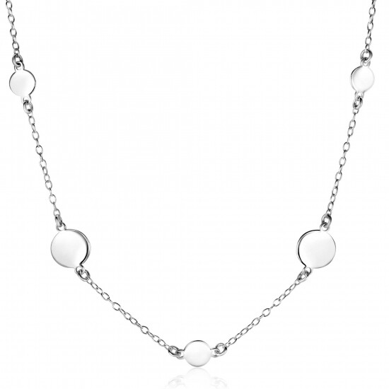 ZINZI Sterling Silver Necklace with Shiny Coins in Different Sizes 42-45cm ZIC-BF89