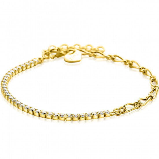 ZINZI Gold Plated Sterling Silver Fantasy Chain Bracelet Half Set with White Zirconias width 2,3mm 17-20cm ZIA2460Y