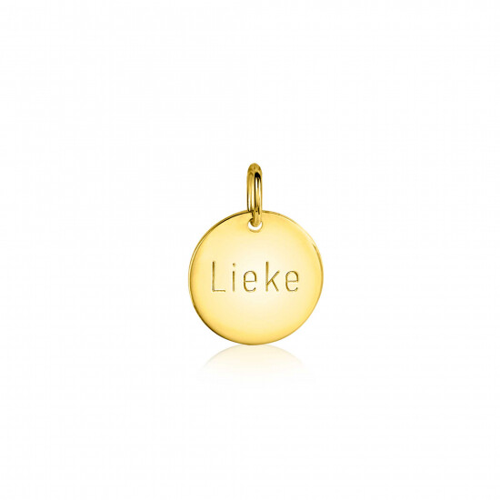 12mm ZINZI Gold Plated Sterling Silver Pendant Shiny Coin to Engrave ZIH2345G12 (excl. necklace)