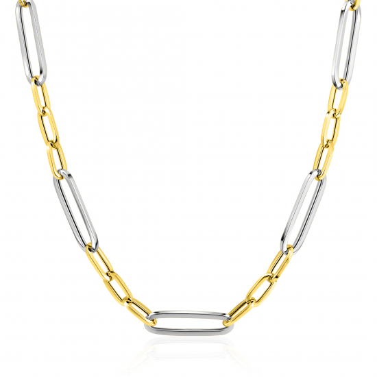 ZINZI zlv. collier bicolor met ovale schakels 45cm
