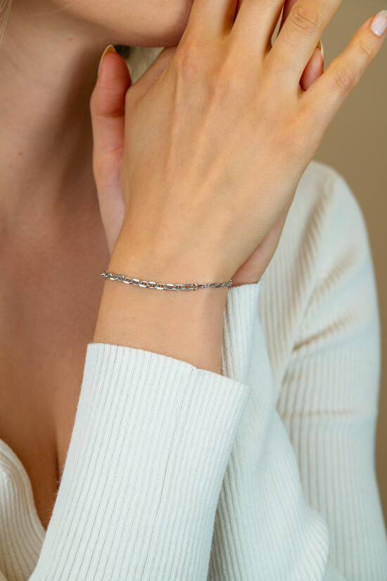 ZINZI zlv. armband marine schakels aflopend