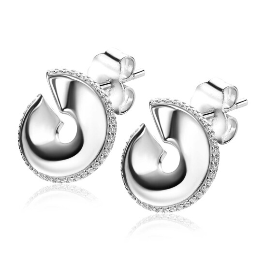 22mm ZINZI Sterling Silver Stud Earrings Spiral ZIO-BF66