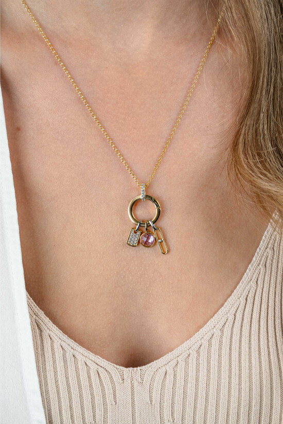 17mm ZINZI gold plated silver round pendant with clasp ZIH2060Y (without necklace)