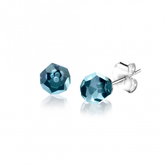 6mm ZINZI silver ear studs with blue bead ZIO1317B
