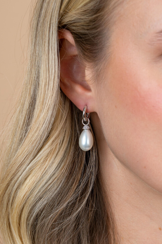 ZINZI zlv. oorbedels kapje zirc./druppelvorm parel