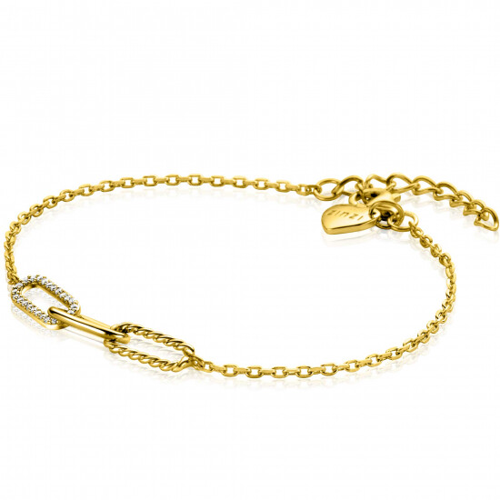 "ZINZI Gold Plated Sterling Silver Chain Bracelet with 3 Larger Paperclip Chains