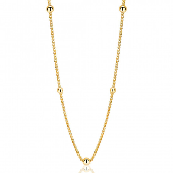 ZINZI Gold Plated Sterling Silver Curb Chain Necklace 45cm ZIC987G