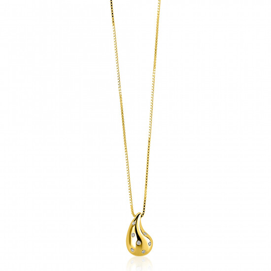 ZINZI zlv.collier gg.verg.druppel hanger met zirconia's