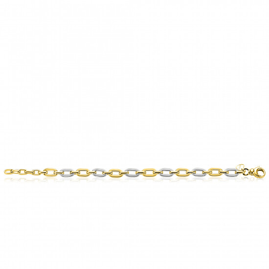 ZINZI zlv. armband bicolor met ovale schakels