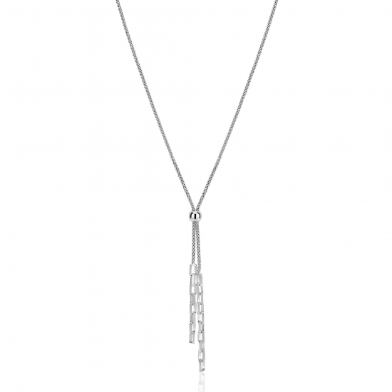 ZINZI zlv. Y-collier popcorn en schakels 43-46cm