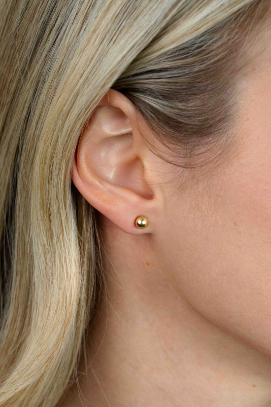 5mm ZINZI Gold Plated Sterling Silver Stud Earrings Bead ZIO807G