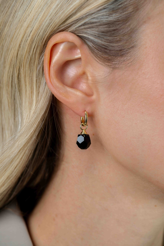 10mm ZINZI Gold Plated Sterling Silver Earrings Pendants Black Bead ZICH266ZG (excl. hoop earrings)
