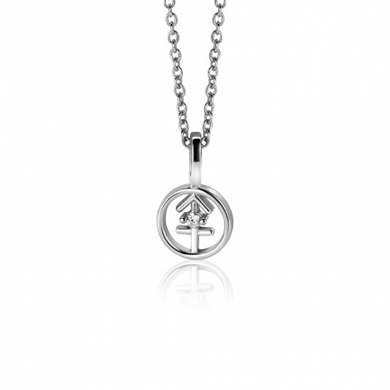 9mm ZINZI silver Sagittarius zodiac sign pendant set with white zirconias ZIH-BOO (without necklace)