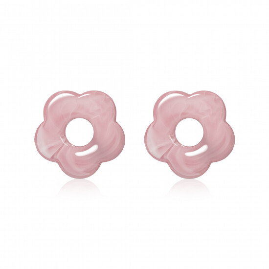 26mm flower-shaped pink synthetic earring charms ZICH2720R