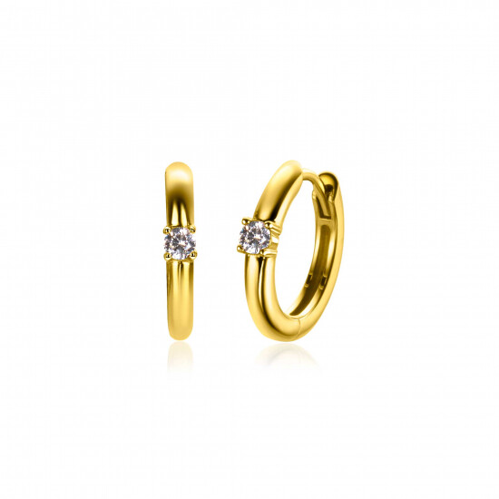APRIL Hoop Earrings 13mm Gold Plated with Birthstone Diamond White Zirconia