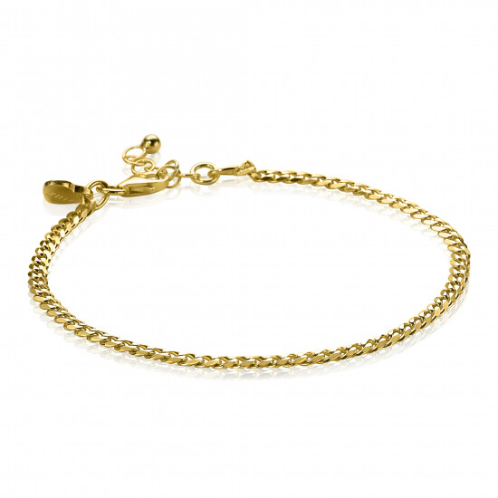 ZINZI Gold Plated Sterling Silver Curb Chain Bracelet 3mm ZIA1418G