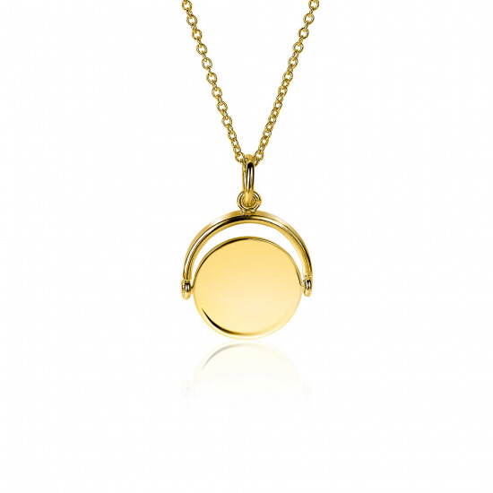 27mm ZINZI Gold Plated Sterling Silver Pendant Shiny Coin 18mm ZIH2217G (excl. necklace)