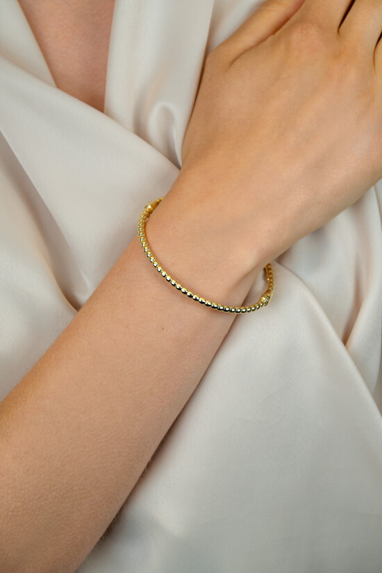 ZINZI zlv. bangle armband gg.verg.bolletjes 3mm
