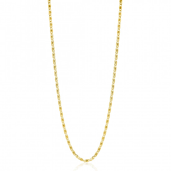 ZINZI Gold Plated Sterling Silver Scroll Chain Necklace with Double Twisted Chains width 42-45cm ZIC2479G