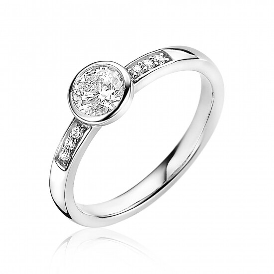 ZINZI Sterling Silver Stackable Ring Round White ZIR1662