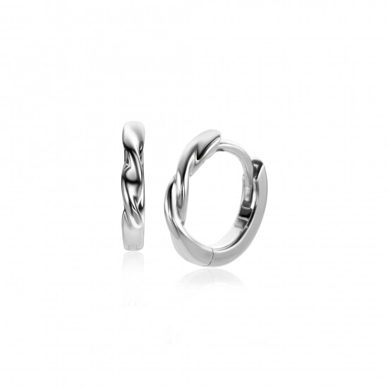 12mm ZINZI Sterling Silver Hoop Earrings with Twisted Tube 12x2mm ZIO2321
