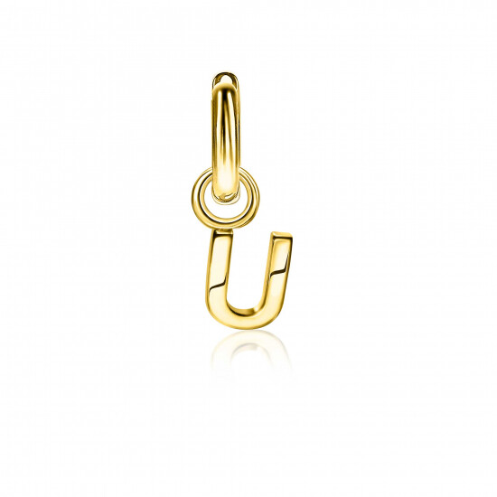 ZINZI Gold Plated Letter Earrings Pendant U price per piece ZICH2145U (excl. hoop earrings)