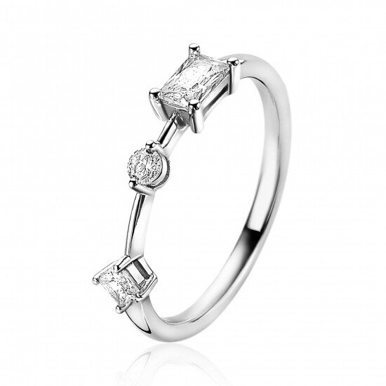 ZINZI Sterling Silver Ring Round Square Triangle White ZIR2044
