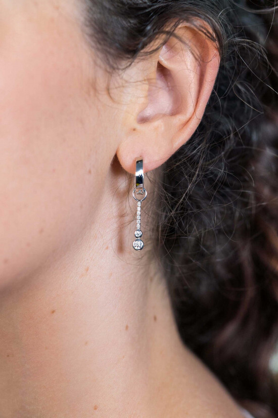 23mm ZINZI Gold Plated Sterling Silver Earrings Pendants Bar White Zirconias ZICH1954 (excl. hoop earrings)