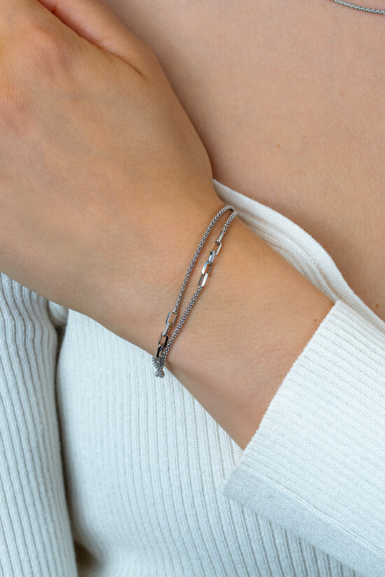 ZINZI zlv. armband 2 strengen popcorn en schakels