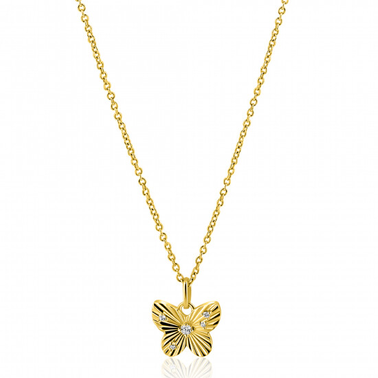 ZINZI zlv.collier gg.verg.hanger vlinder met zirc.