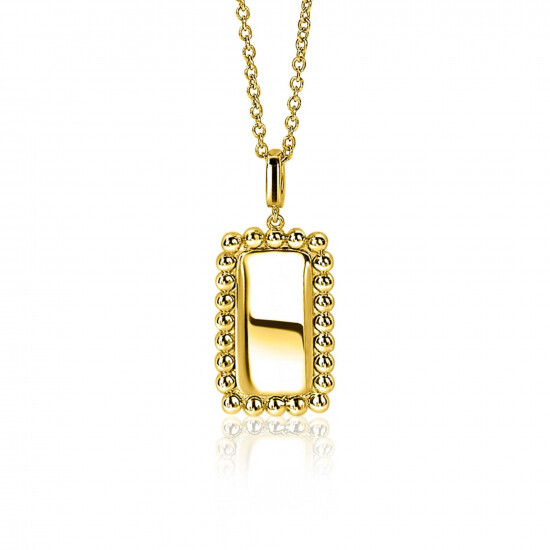 26mm ZINZI Gold Plated Sterling Silver Pendant Rectangle White Beads Edge ZIH1976G