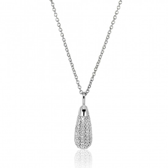 23mm ZINZI silver drop pendant set with white cubic zirconias ZIH2669 (without chain)