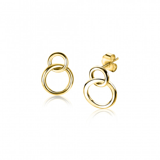 ZINZI Gold Plated Sterling Silver Stud Earrings with 2 Connected Open Circles ZIO1278G