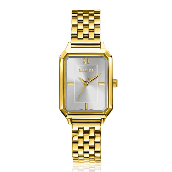 ZINZI Allure Watch 30mm Silver Colored Dial Gold Colored Case and Stainless Steel Gold Colored Band ZIW2533GB
