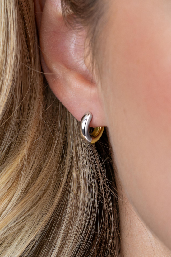 ZINZI zlv. klapcreolen 1 kant zlv 1 kant geel 12x3mm