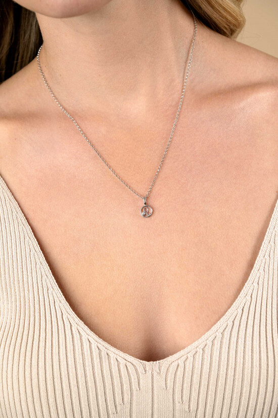 9mm ZINZI silver Leo zodiac sign pendant set with white zirconias ZIH-LEE (without necklace)
