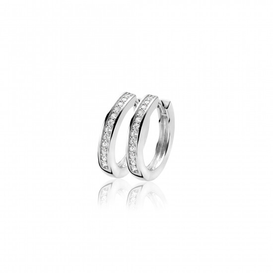 20mm ZINZI Sterling Silver Hoop Earrings White Zirconias width 3mm ZIO190Z