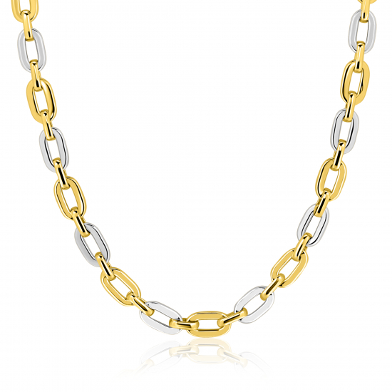 ZINZI zlv. collier bicolor met ovale schakels 42/45cm