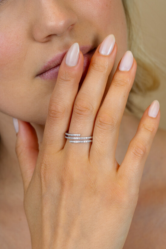 ZINZI zlv. ring slagmodel 3 banen zirconia's mt.62