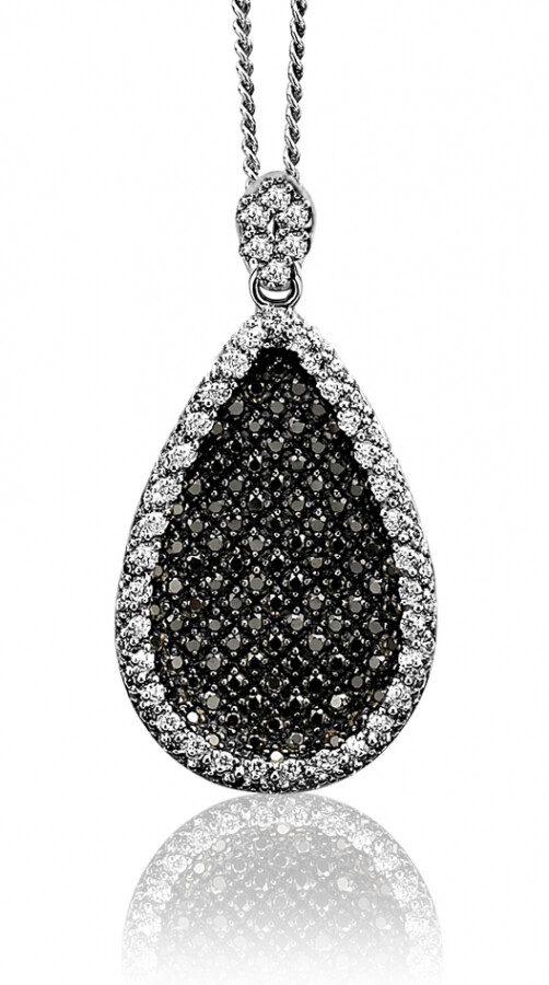 ZINZI Sterling Silver Oval Pendant Black ZIH963
