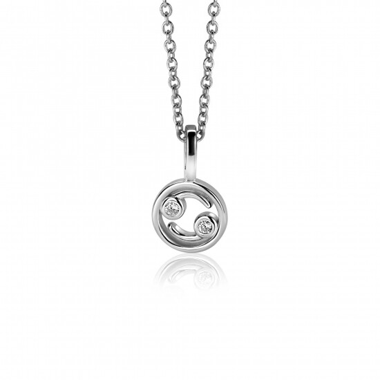 9mm ZINZI silver Cancer zodiac sign pendant set with white zirconias ZIH-KRE (without necklace)
