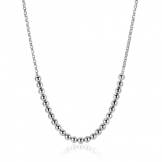 ZINZI silver necklace with bead links in the middle, 4mm wide 42-45cm ZIC2659